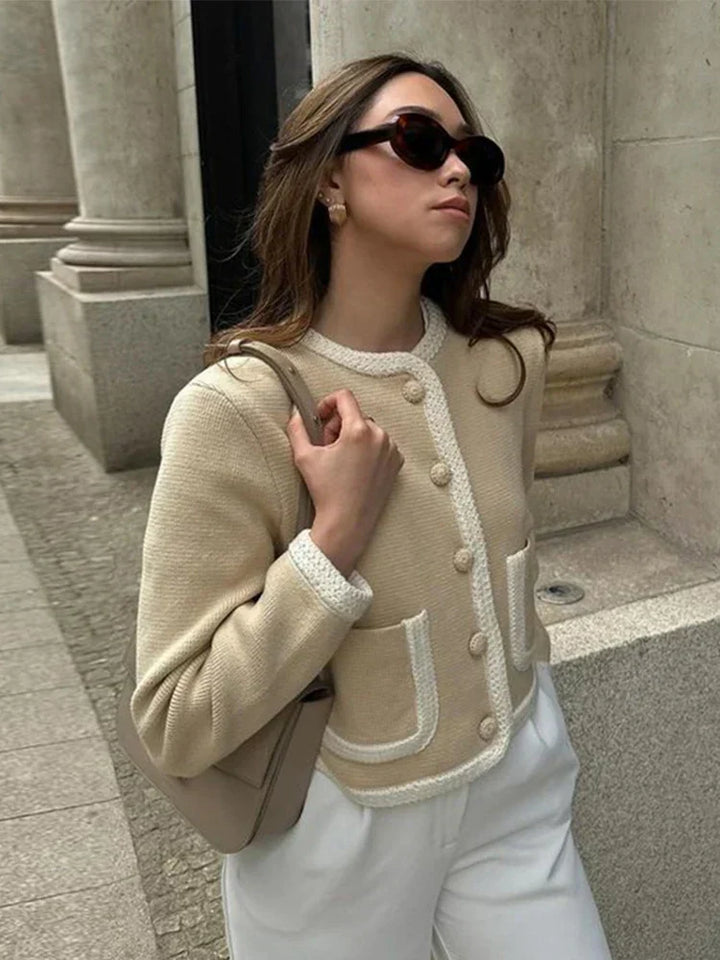 Xavira Contrast Tweed Vest - Eleganter Tweed-look