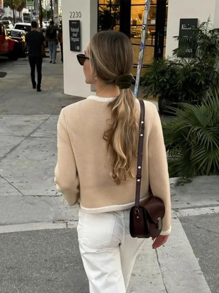 Xavira Contrast Tweed Vest - Eleganter Tweed-look