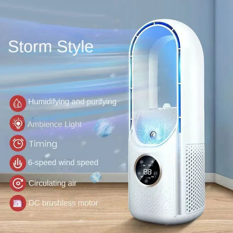 Aeris Bladloze Bureauventilator 6 Snelheden | Koelventilator met Luchtbevochtiger & USB
