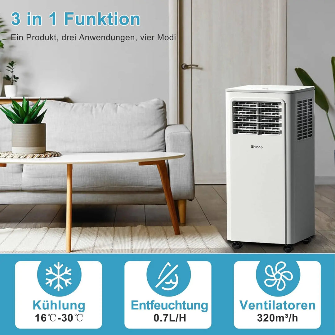 VentoPro Mobiele Airco 7000 BTU | Koelen, Ontvochtigen & Ventileren tot 50m²