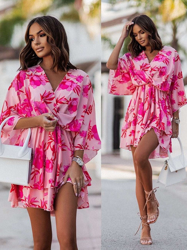Noelia dames mini jurk met V-hals Luchtig, comfortabel & veelzijdig voor zomerse looks