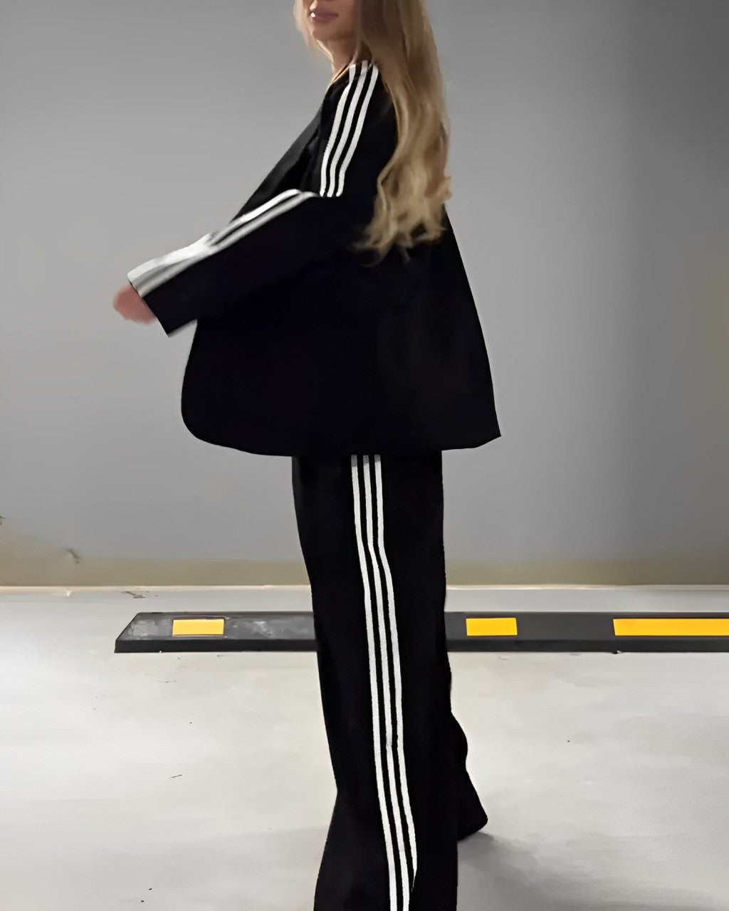Gestreepte Blazer en Wijde Broek - Tweedelige Set