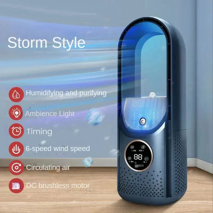 Aeris Bladloze Bureauventilator 6 Snelheden | Koelventilator met Luchtbevochtiger & USB