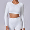 Estelita bijgesneden sporttop met push-up effect | top met lange mouwen voor fitness en street style