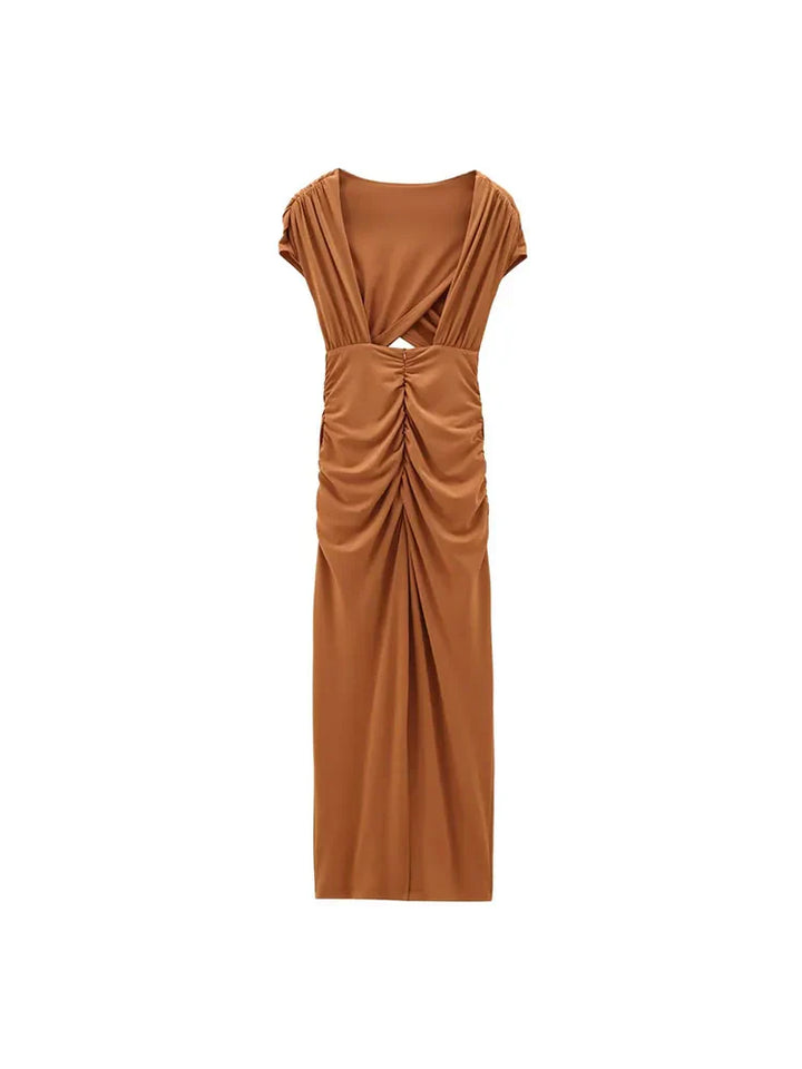 Amandine | Elegante Halterjurk met Plooien en Splitjes voor een Sophisticated Look