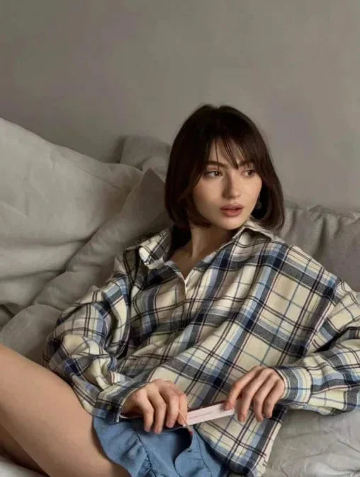 Geruit Oversized Overhemd van Katoen voor Casual en Comfortabel Draagcomfort