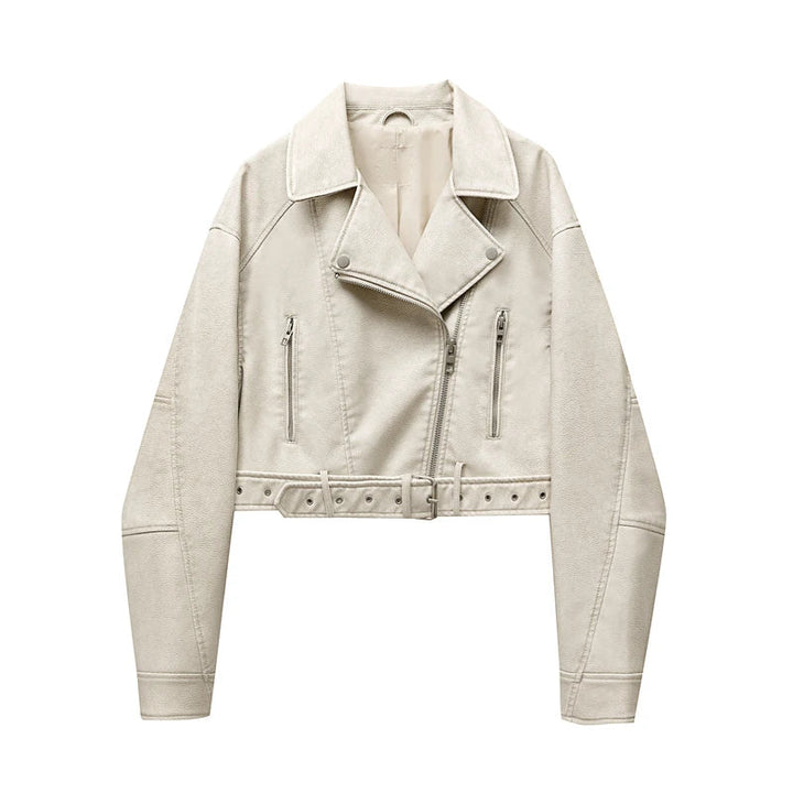 Virella Retro Zipper Leren Jack – Vintage-geïnspireerde Stijl met Moderne Details