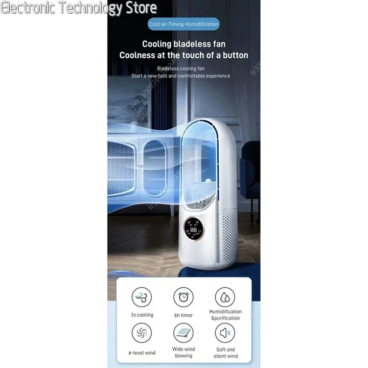 Aeris Bladloze Bureauventilator 6 Snelheden | Koelventilator met Luchtbevochtiger & USB