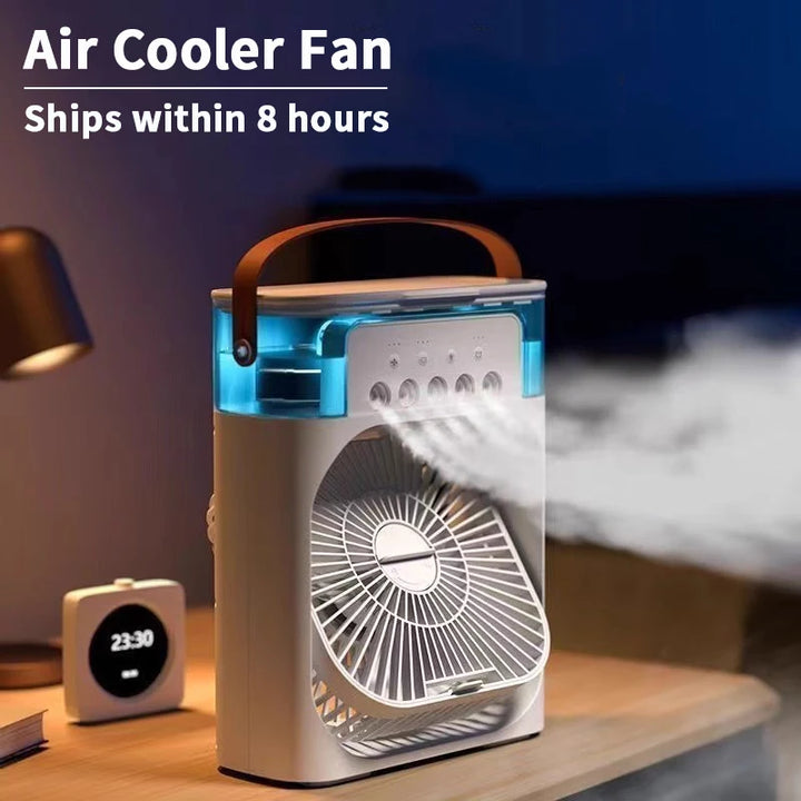 Brizen 3-in-1 Mini Aircooler | Ventilator, Luchtbevochtiger & LED Nachtlamp voor Thuis & Kantoor