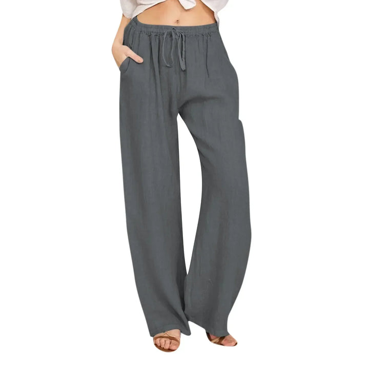 Wijde linnen broek | Elastische tailleband met trekkoord | Luchtig comfort