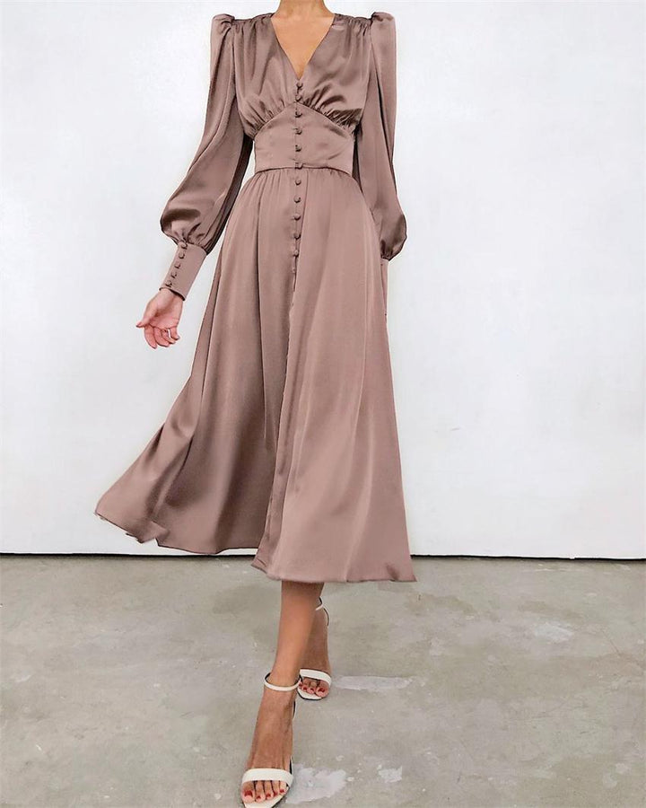 Arya Satijnen Midi Dress | Sprankelende Elegantie & Chique Stijl