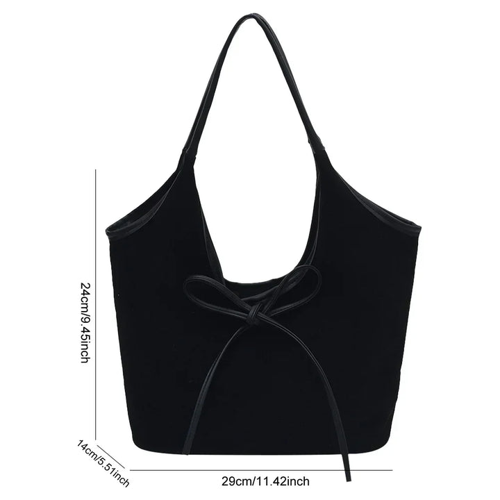 Kim Elegante Tas – Stijlvolle Handtas met Vegan Suède & Leer en Strikdetail | Perfect voor Dagelijks Gebruik & Evenementen