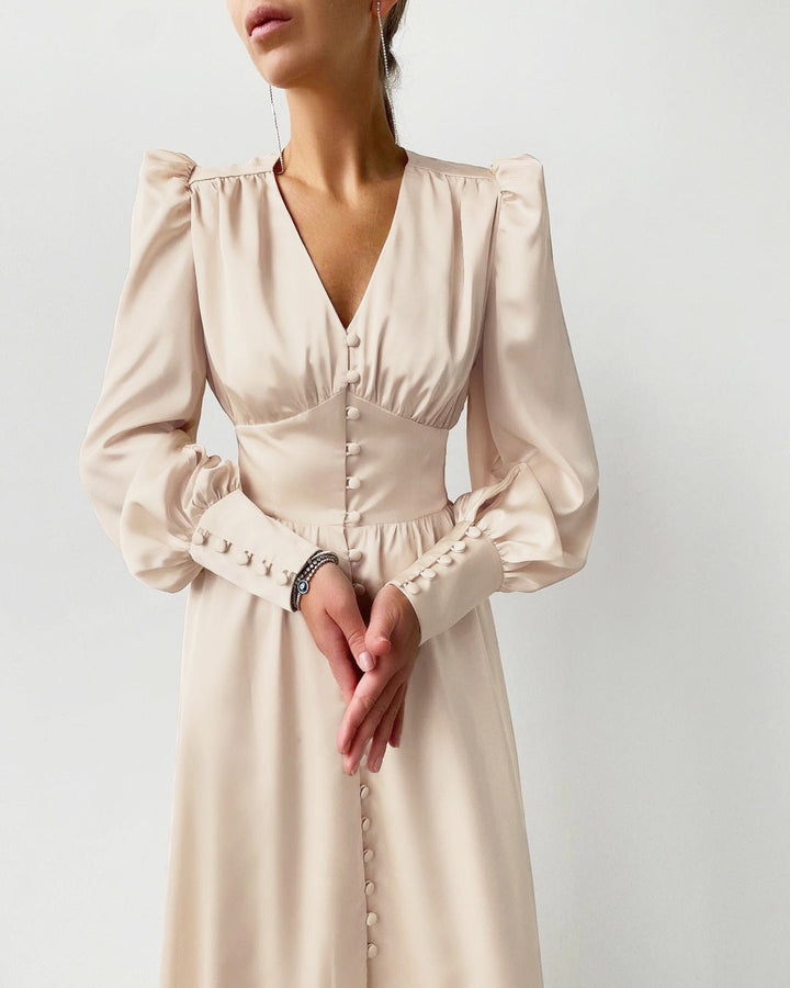 Arya Satijnen Midi Dress | Sprankelende Elegantie & Chique Stijl