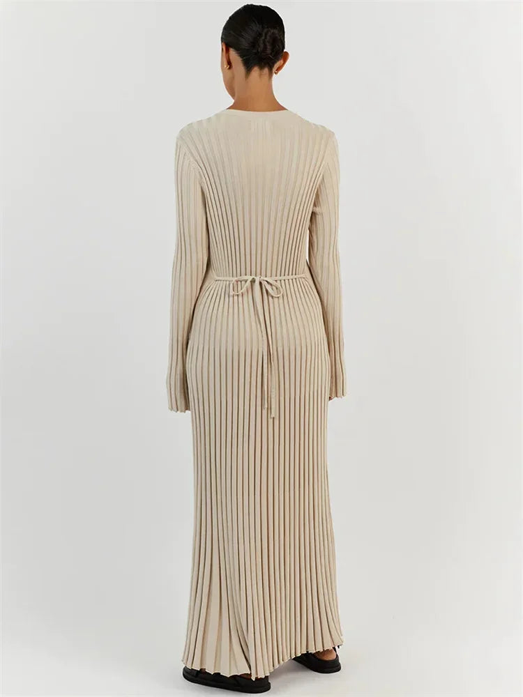 Sasha | Lange jurk met plooien & aansluitende snit | Elegantie & comfort