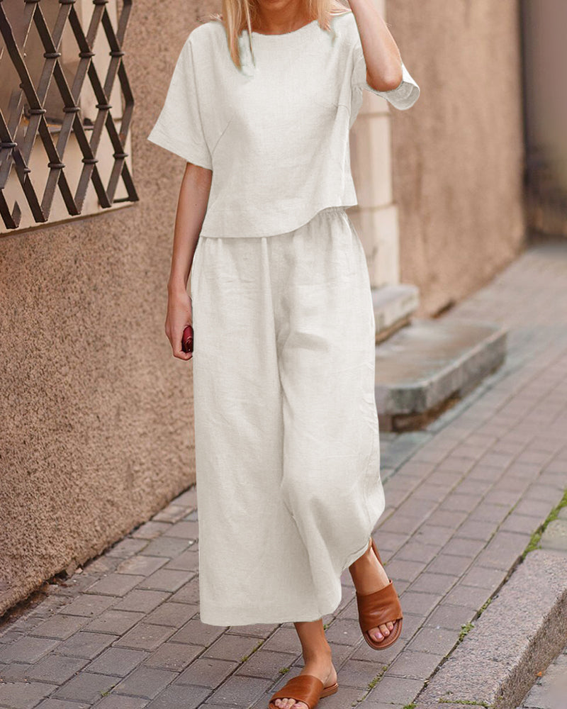 Lichtgewicht set met top en broek | Linnen | Fris en comfortabel