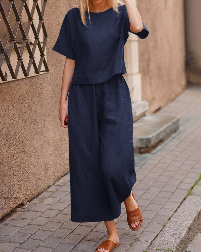 Lichtgewicht set met top en broek | Linnen | Fris en comfortabel