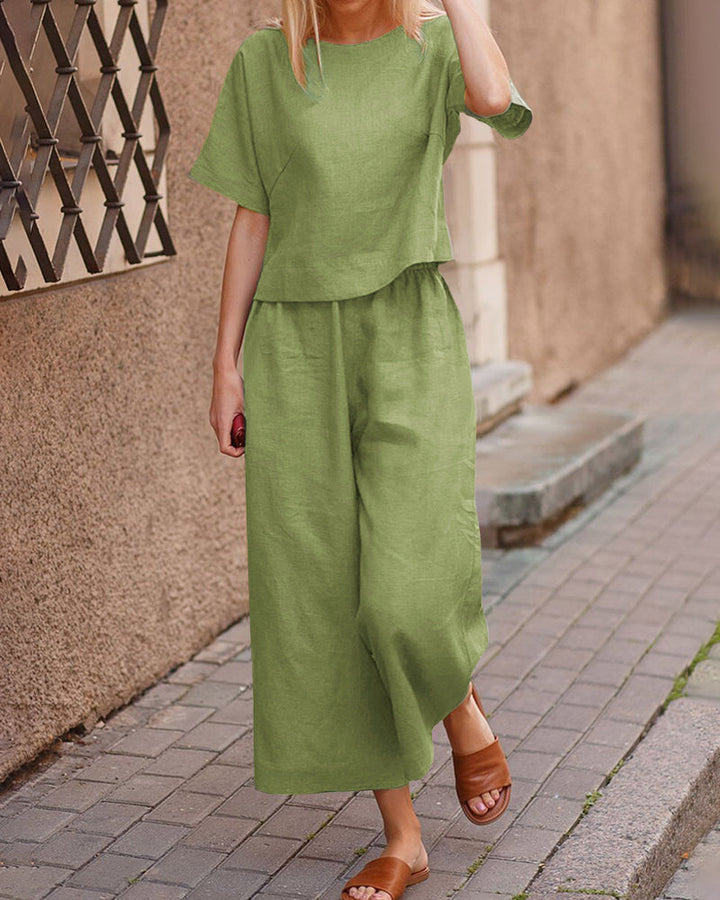 Lichtgewicht set met top en broek | Linnen | Fris en comfortabel