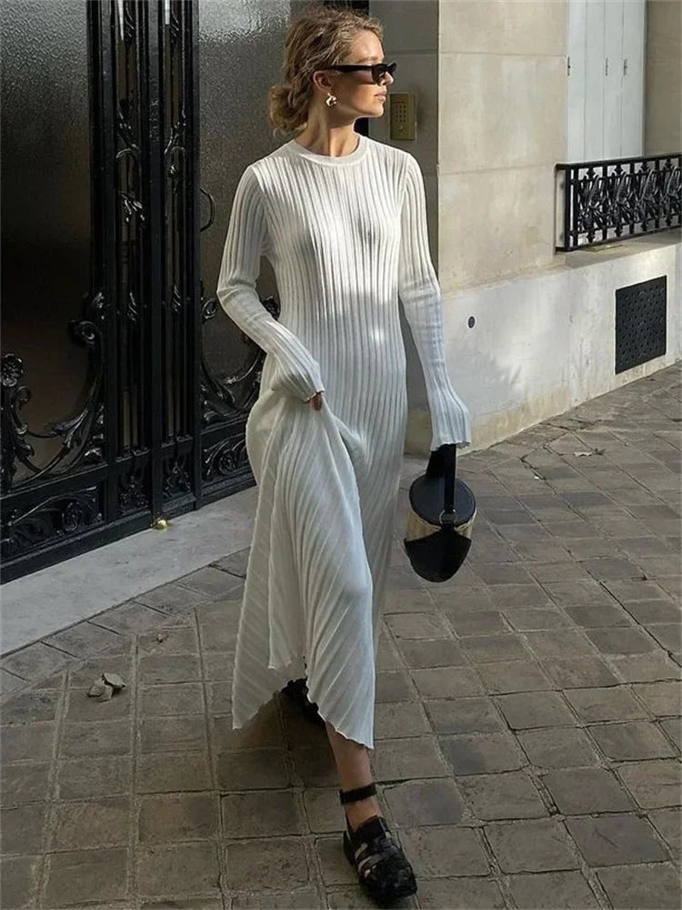 Sasha | Lange jurk met plooien & aansluitende snit | Elegantie & comfort