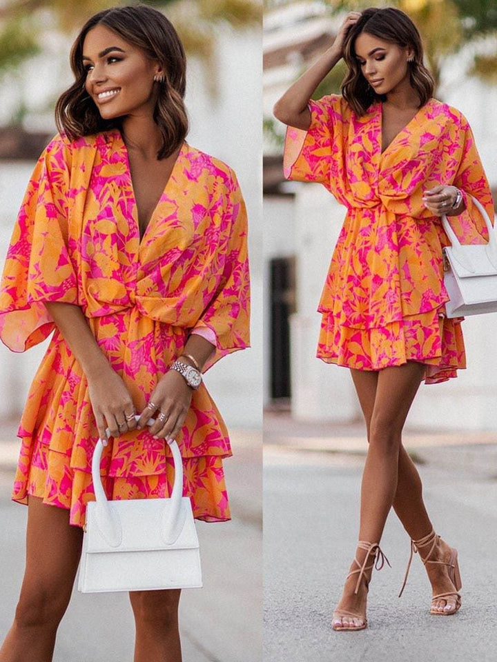 Noelia dames mini jurk met V-hals Luchtig, comfortabel & veelzijdig voor zomerse looks
