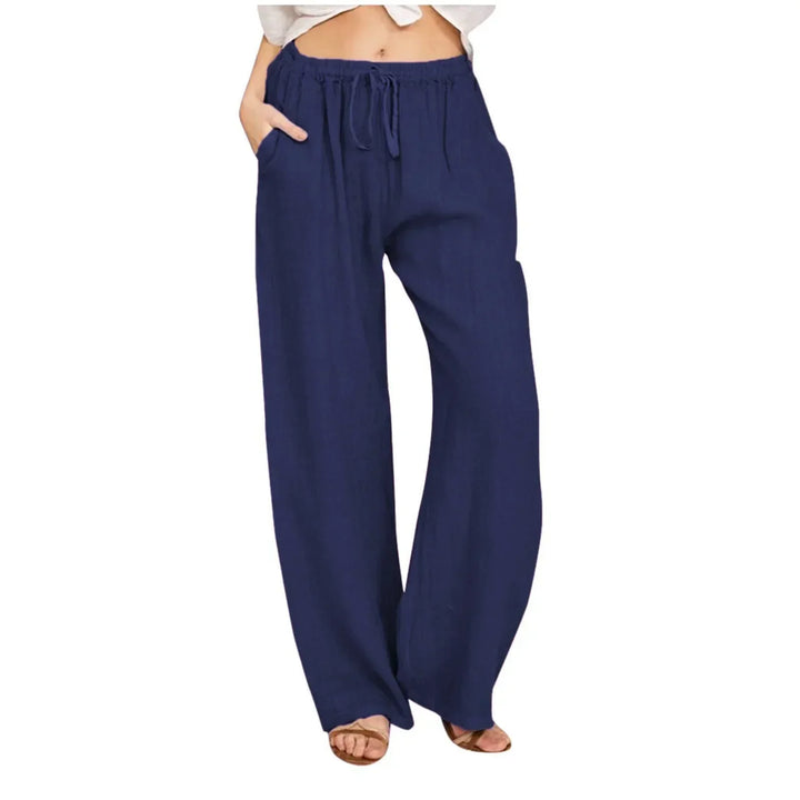 Wijde linnen broek | Elastische tailleband met trekkoord | Luchtig comfort