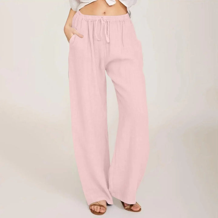 Wijde linnen broek | Elastische tailleband met trekkoord | Luchtig comfort