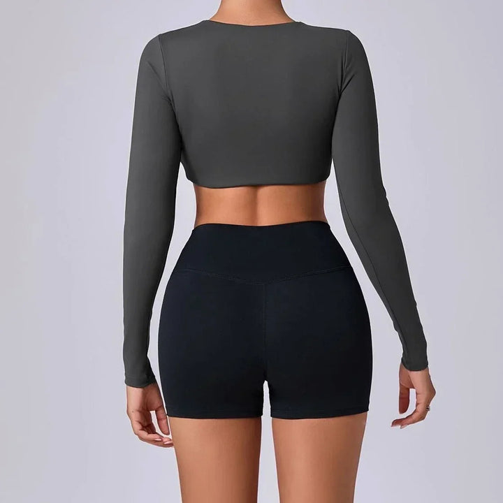 Estelita bijgesneden sporttop met push-up effect | top met lange mouwen voor fitness en street style