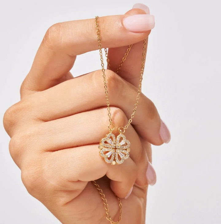 Milara 2-in-1 hart en klaver ketting voor vrouwen | Geluksbrenger & sprankelende hanger
