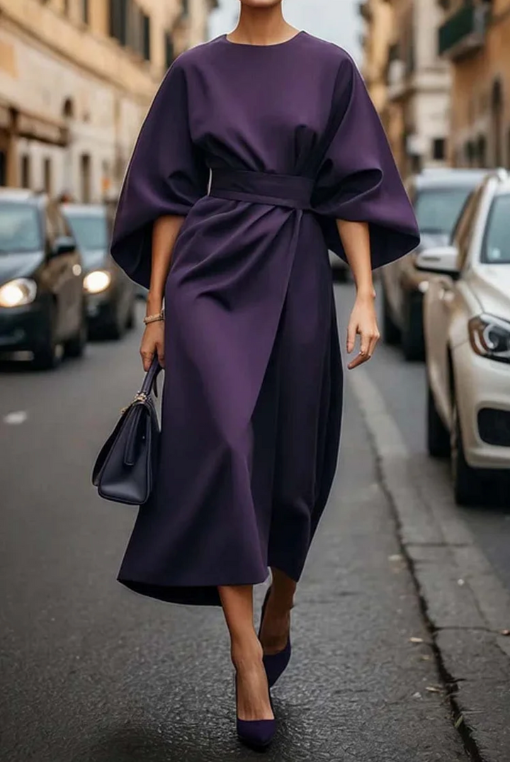 Aurelia Grace damesjurk met lantaarnmouwen | Elegante midi-jurk voor speciale gelegenheden