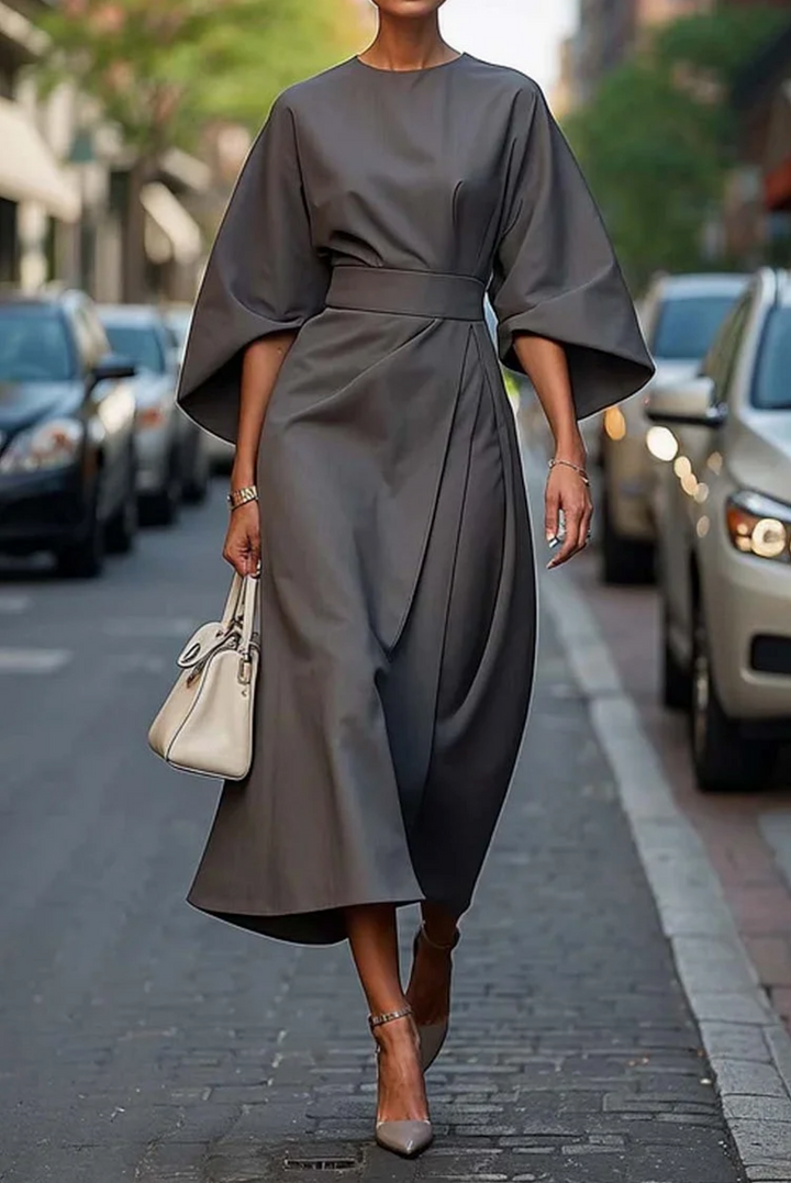 Aurelia Grace damesjurk met lantaarnmouwen | Elegante midi-jurk voor speciale gelegenheden