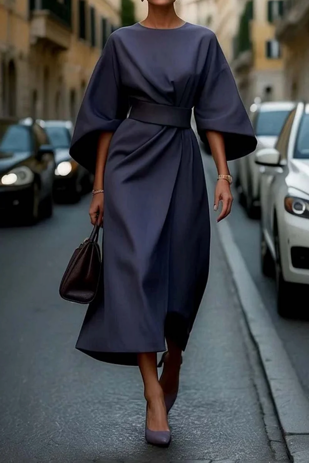 Aurelia Grace damesjurk met lantaarnmouwen | Elegante midi-jurk voor speciale gelegenheden
