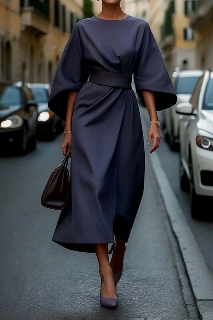 Aurelia Grace damesjurk met lantaarnmouwen | Elegante midi-jurk voor speciale gelegenheden