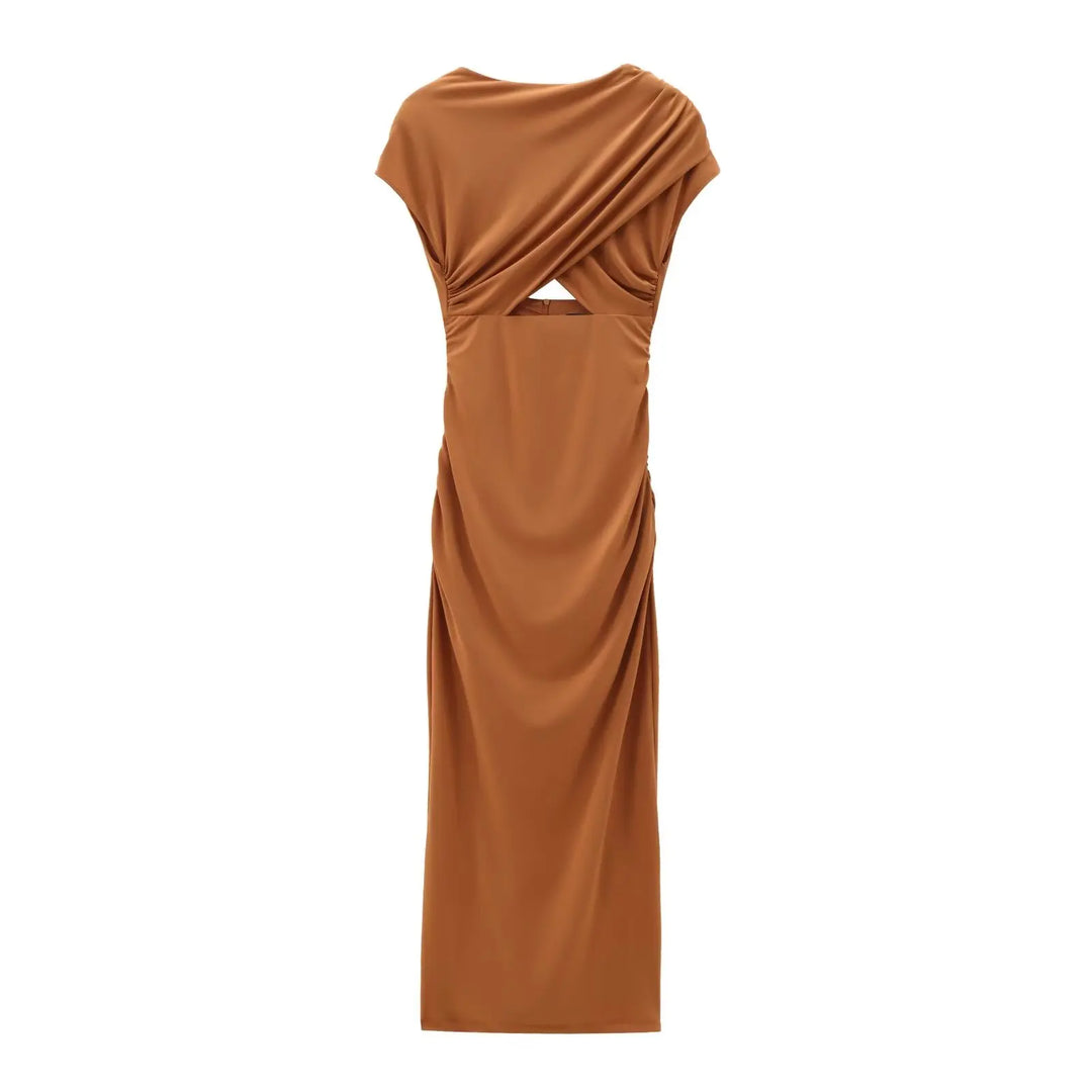 Amandine | Elegante Halterjurk met Plooien en Splitjes voor een Sophisticated Look