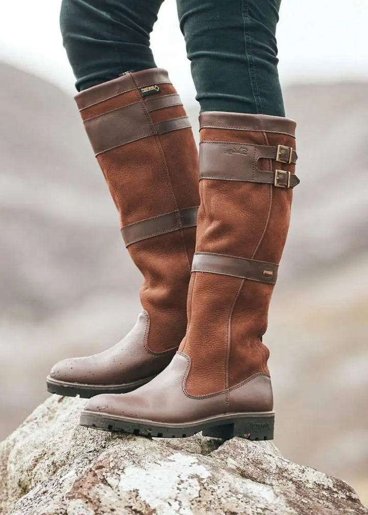 Brigitte Retro Hoge Hak Laarzen | Vintage Leren Elegantie en Verfijning voor Elke Gelegenheid