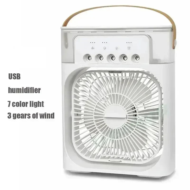 Brizen 3-in-1 Mini Aircooler | Ventilator, Luchtbevochtiger & LED Nachtlamp voor Thuis & Kantoor