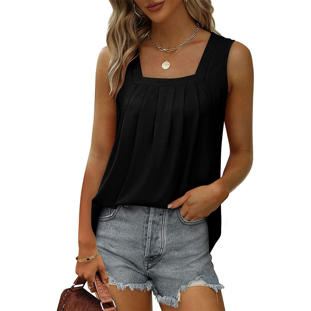 Solina Mouwloze Top Dames | Elegante Vierkante Hals | Katoen | Casual & Chique Look