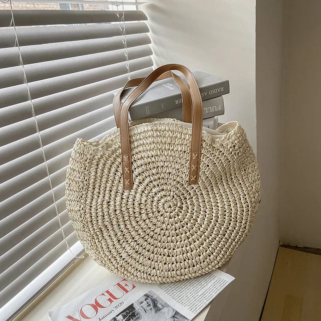 Ronde Strozak met Handgeweven Details en Zomerse Stijl