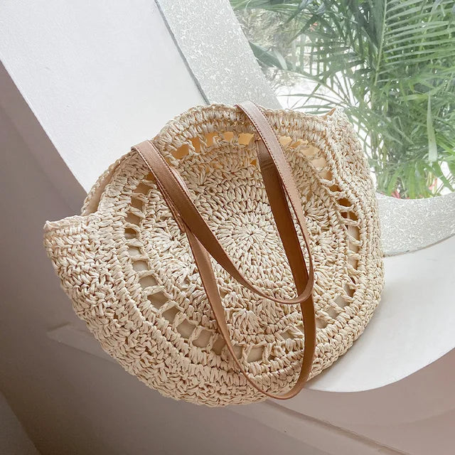 Ronde Strozak met Handgeweven Details en Zomerse Stijl