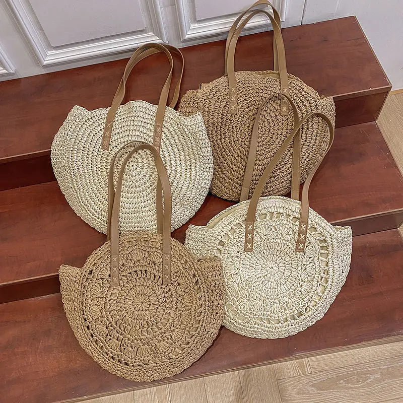 Ronde Strozak met Handgeweven Details en Zomerse Stijl