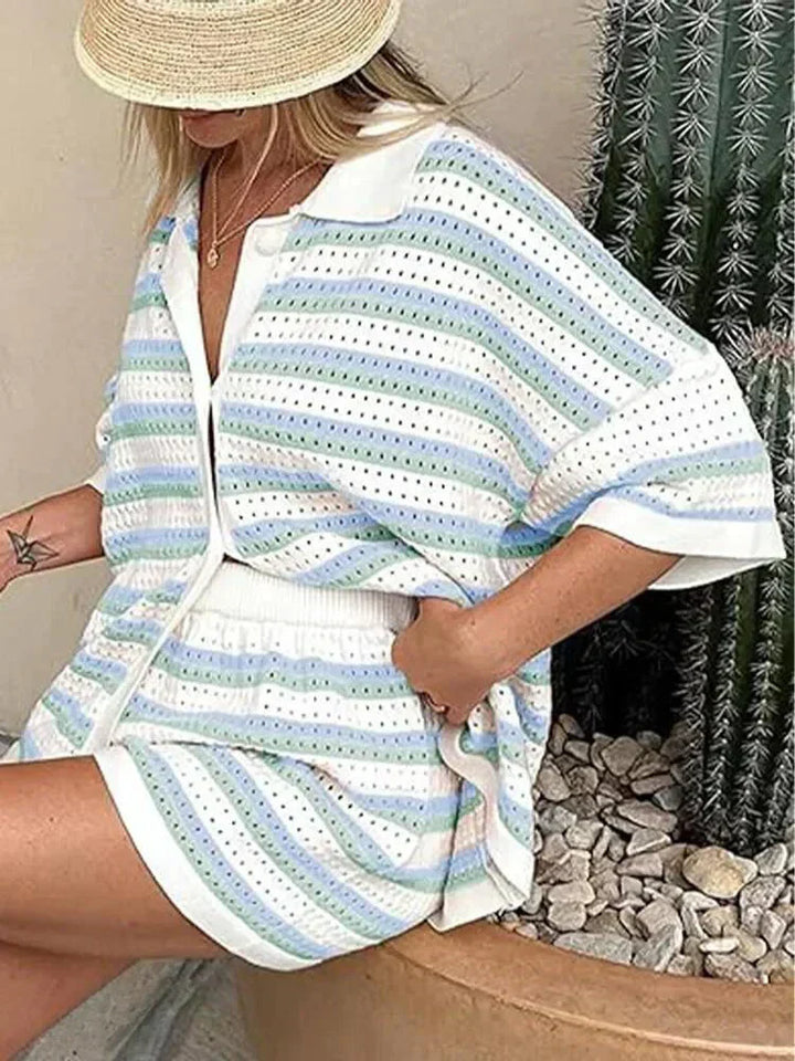 Jenica Gestreepte zomerset met pastelkleuren voor dames - voor strand & stad