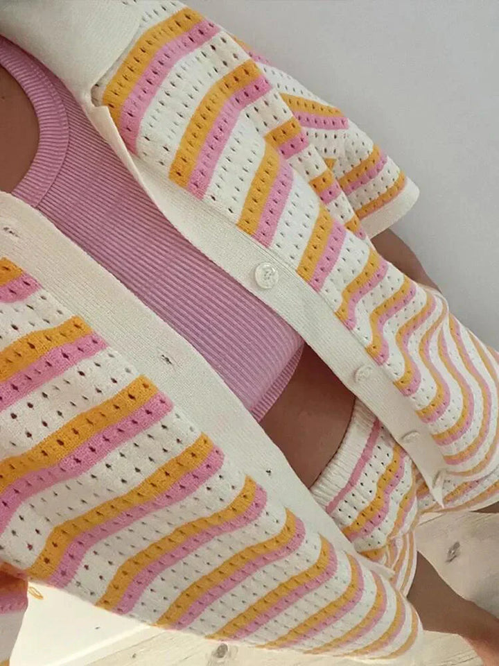 Jenica Gestreepte zomerset met pastelkleuren voor dames - voor strand & stad