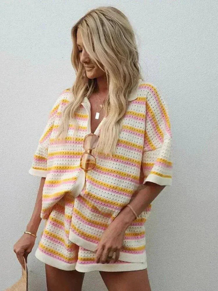 Jenica Gestreepte zomerset met pastelkleuren voor dames - voor strand & stad