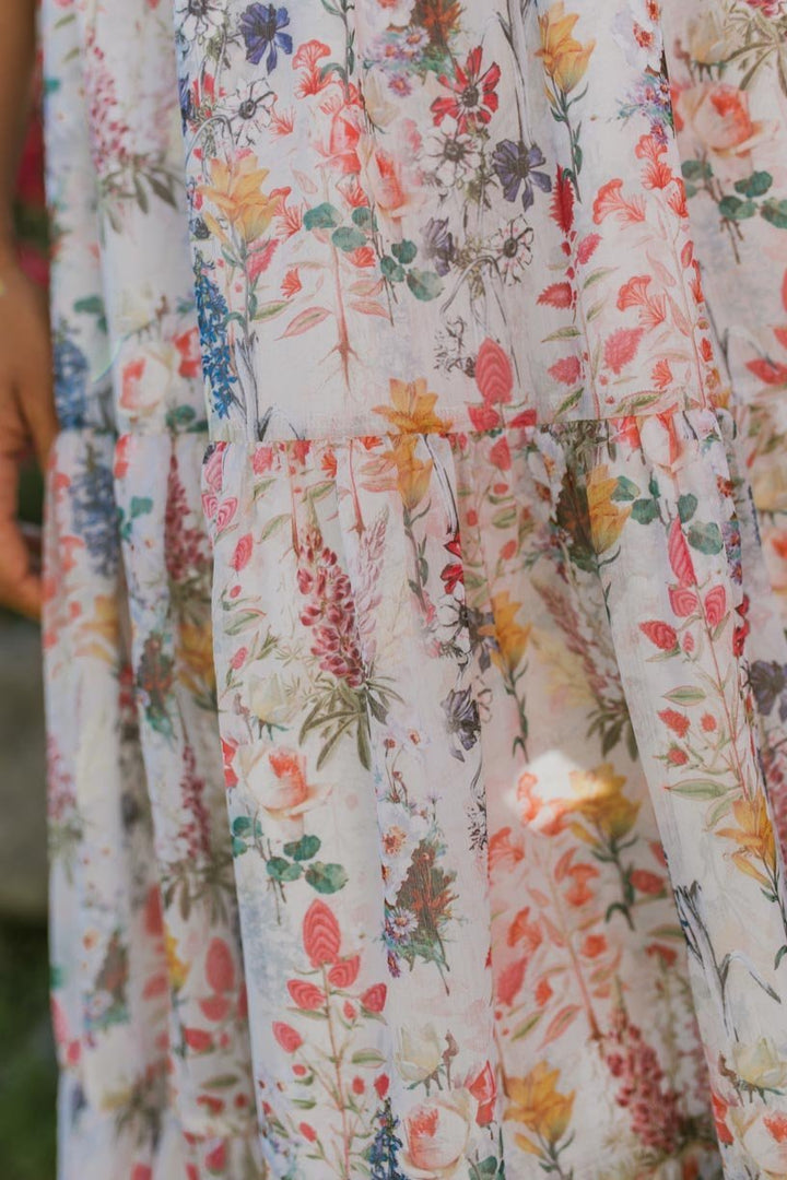 Cordelia dames midi-jurk met bloemenprint & smock bustier | Luchtig, vrouwelijk & geschikt voor zwangerschap