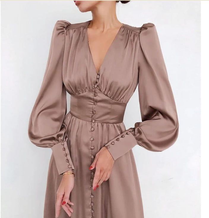 Arya Satijnen Midi Dress | Sprankelende Elegantie & Chique Stijl