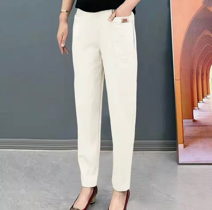 Effen linnen broek met een recht model | Linnen | Elegant & comfortabel
