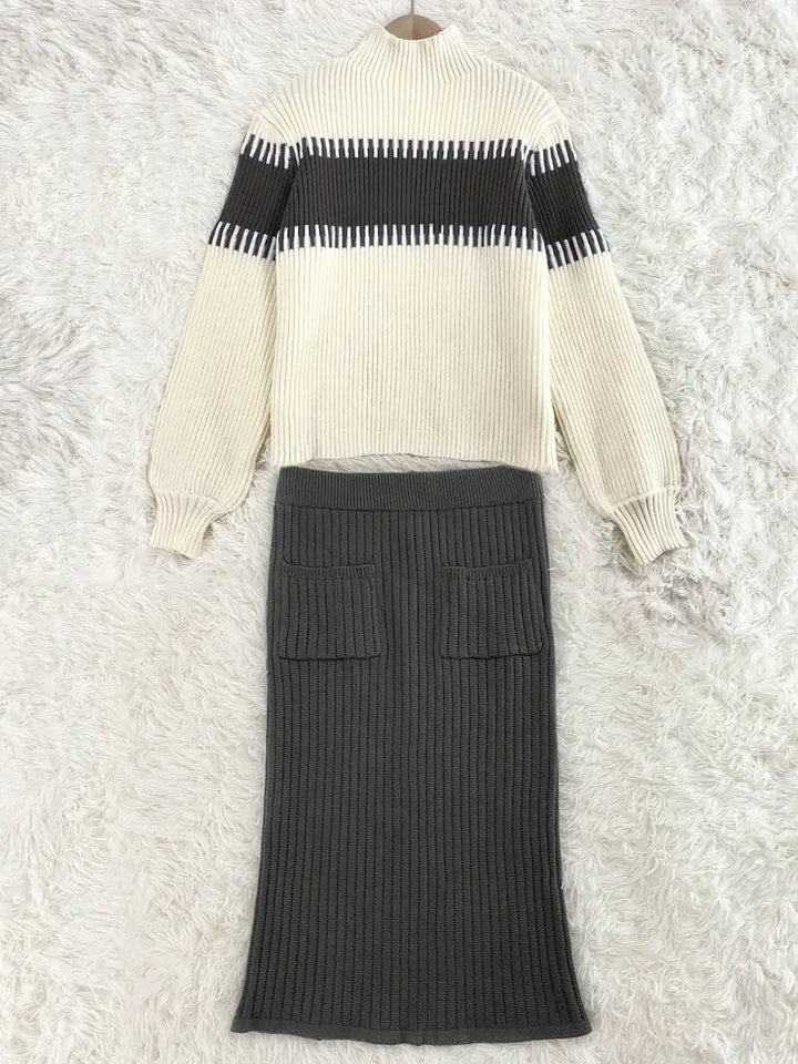 Casual Gebreide Trui & Rok Set