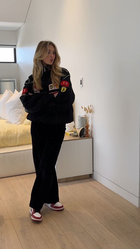 Ailyn dames oversized racejack | motorsport look met kleurblokken & patches
