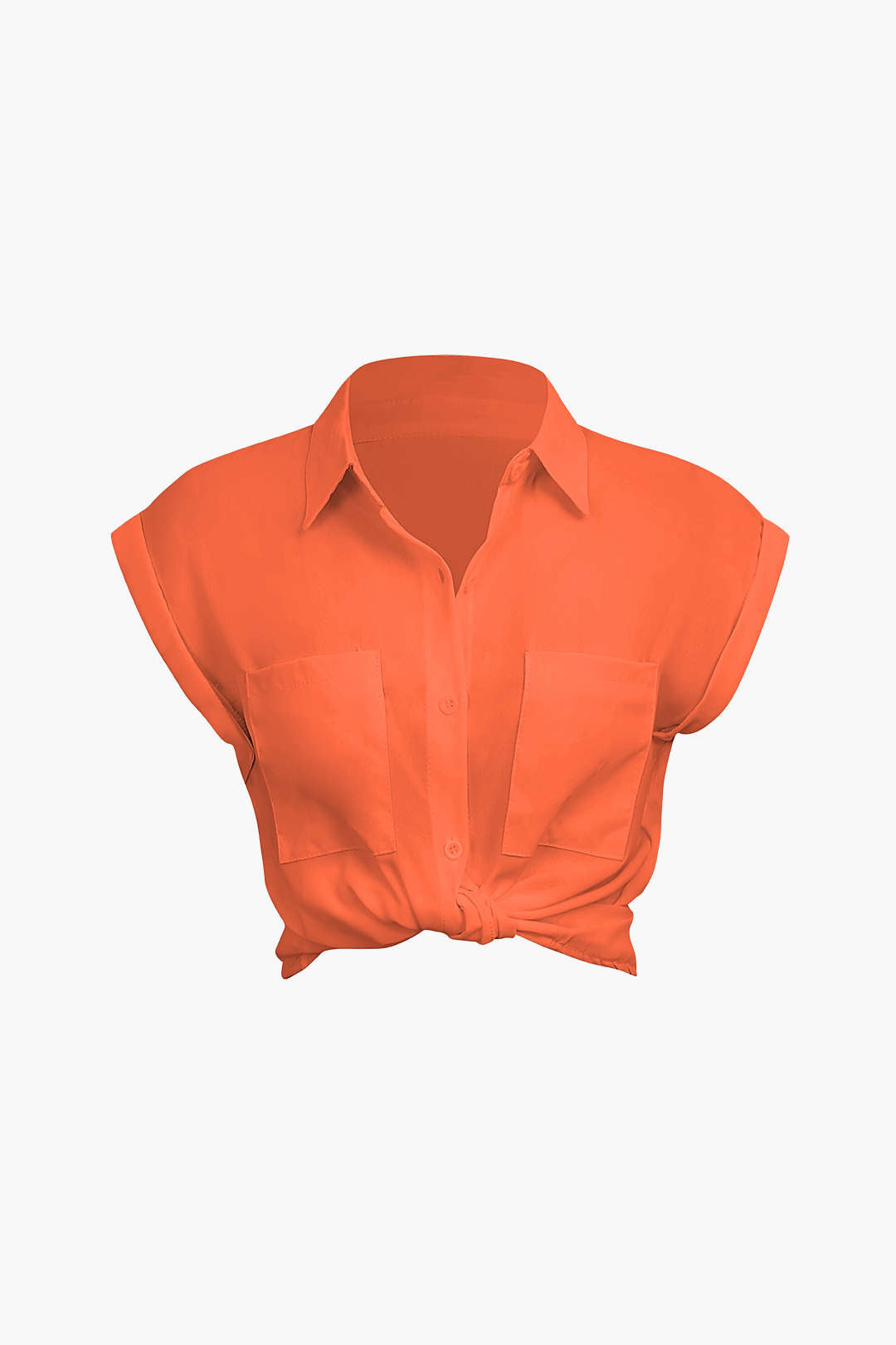 Vittoria damesshirt | Minimalistisch shirt met geknoopte zoom & opgerolde mouwen