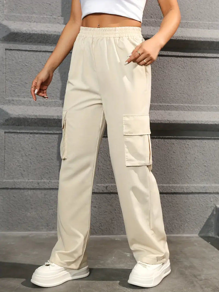 THE URBAN UTILITY - HIGH-WAISTED CARGO PANTS - BEIGE
