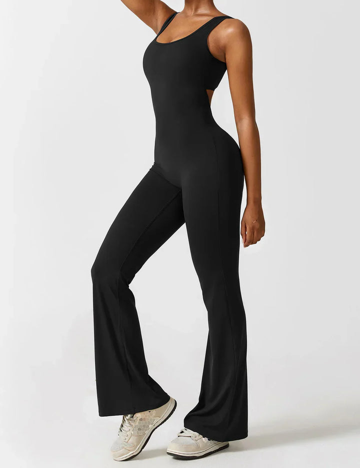 Elena Uitlopende jumpsuit met V-rug