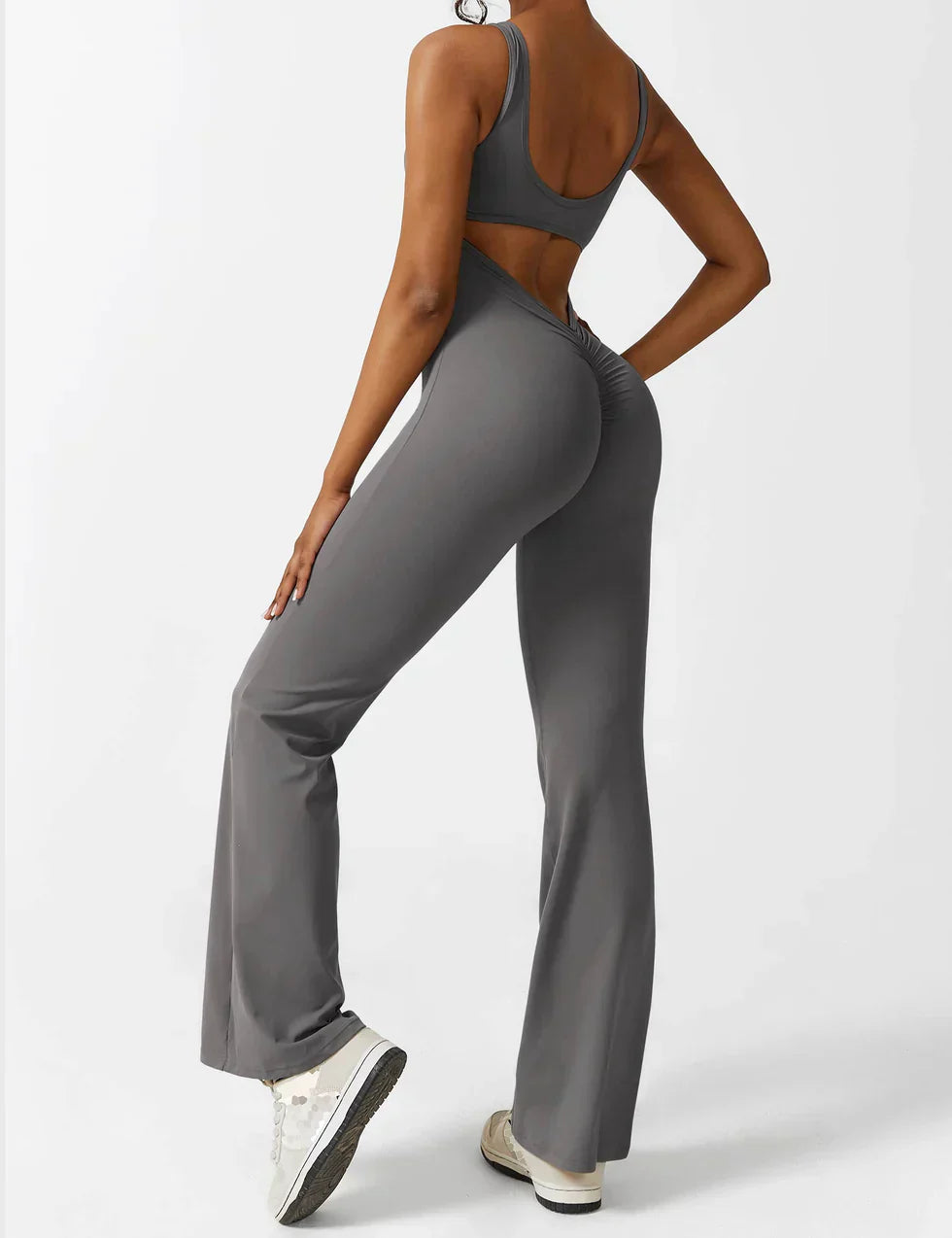 Elena Uitlopende jumpsuit met V-rug